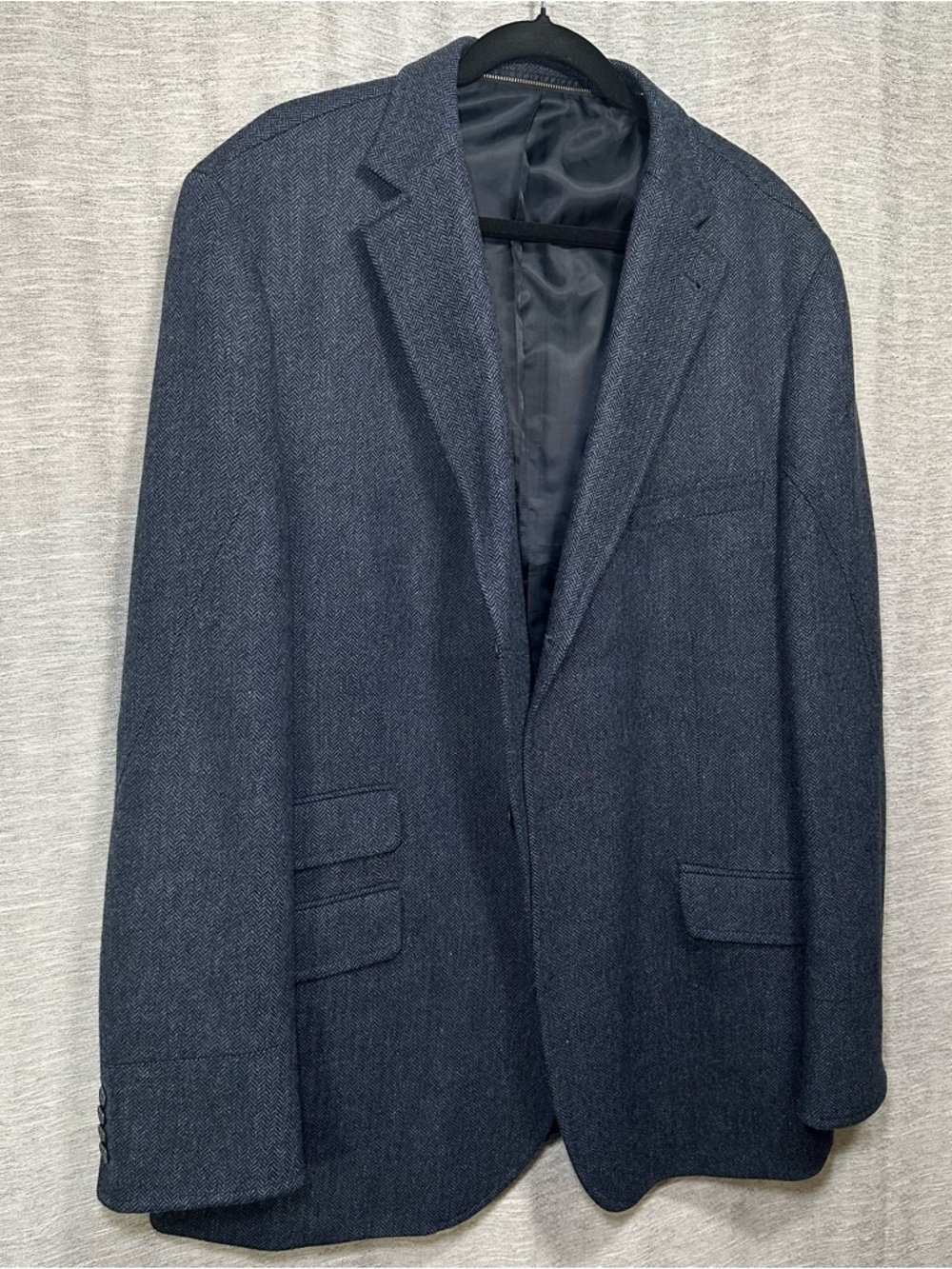 Quintessential Rizzo Blue Herringbone Wool Cashmere Sport Coat Blazer Men’s 48L - Picture 3 of 13